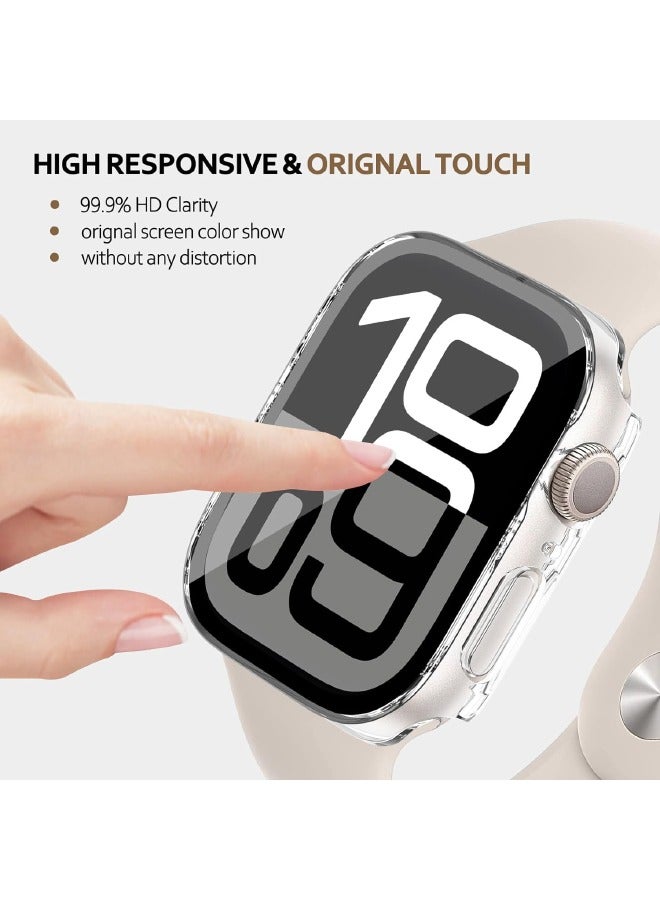 Compatible for Apple Watch Series 10 42mm Hard Case with Tempered Glass Screen Protector, Unique Design Hard PC Waterproof Case Cover, Bumper Full Coverage Accessories for iWatch 10 42mm, Clear - Image 3